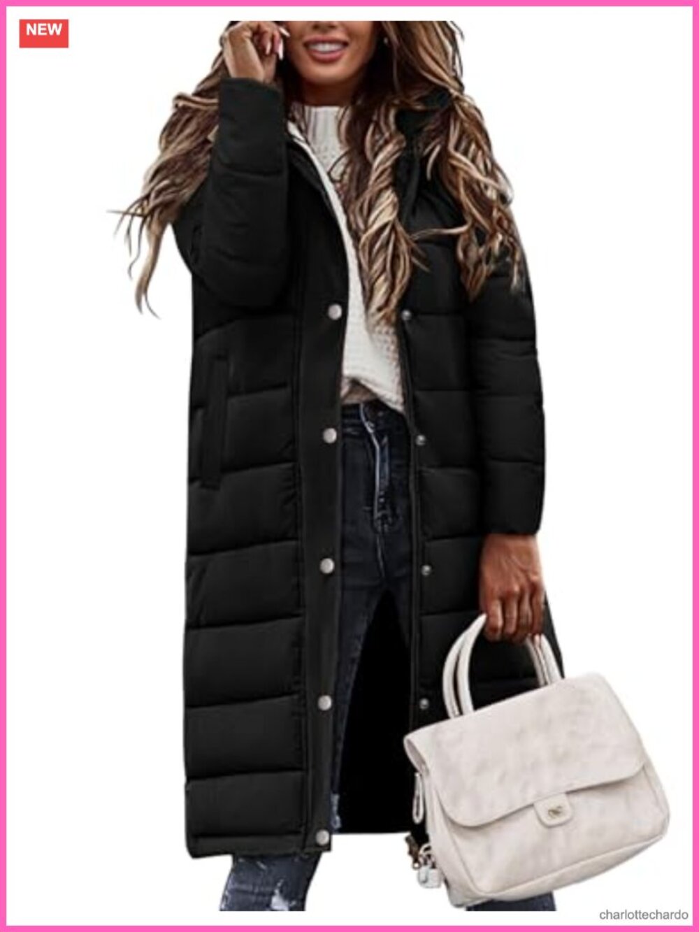Womens Long Puffer Coat Quilted Warm Winter Jacket Hooded Loose Fit